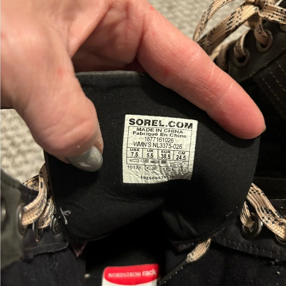 Sorel Lexie Quilted Leather Wedge Boots Dark Slate Ardoise Sombre Size 7.5 - Picture 9 of 10